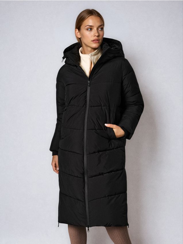 Sinsay Sinsay - Καπιτονέ παλτό με κουκούλα - μαυρο