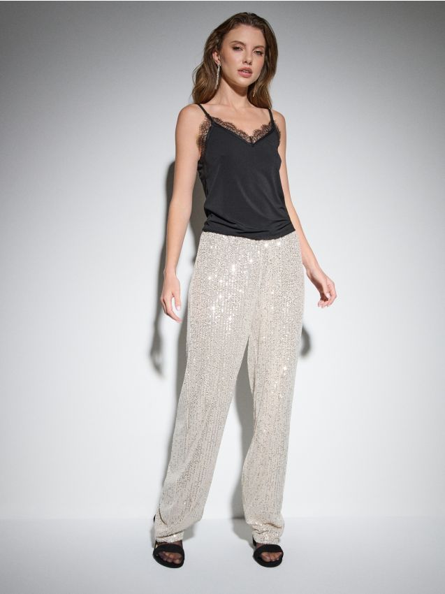 Sinsay - Široké nohavice - strieborná