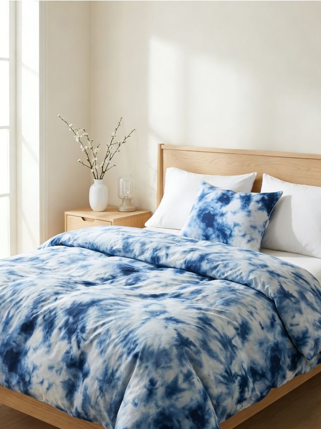 Sinsay - Set de lenjerie de pat cu efect tie-dye - albastru
