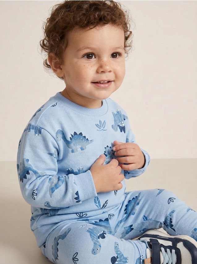 Sinsay - Set din bumbac: bluză și pantaloni cu motiv dinozauri - light blue
