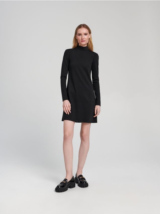 Sinsay - Rochie mini cu guler înalt - negru