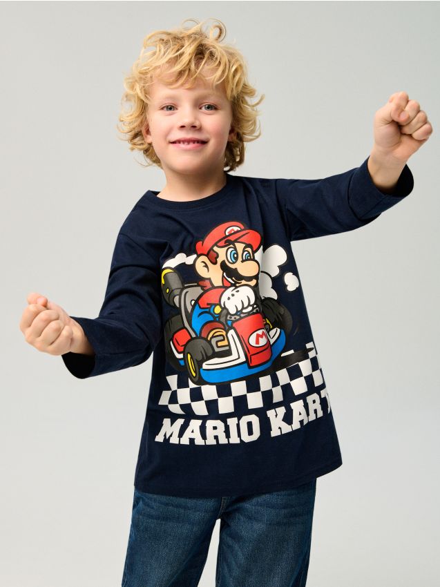 Sinsay - Tricou cu mânecă lungă Super Mario - bleumarin