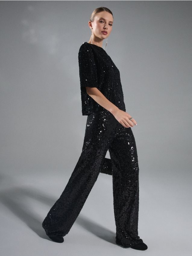 Sinsay - Široké nohavice - čierna