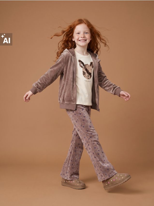 Sinsay - Pantaloni flare cu imprimeu floral - cafeniu