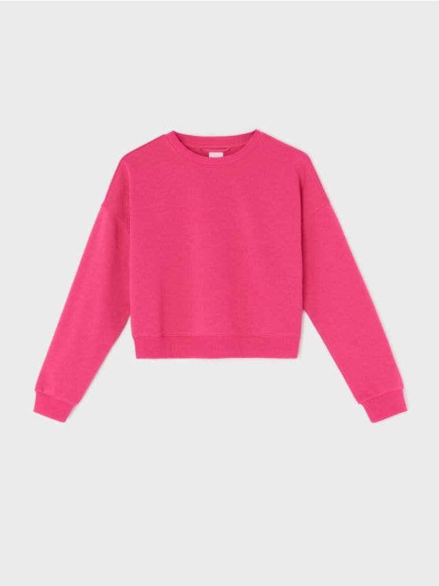 Sinsay - Gładka bluza crewneck - różowy