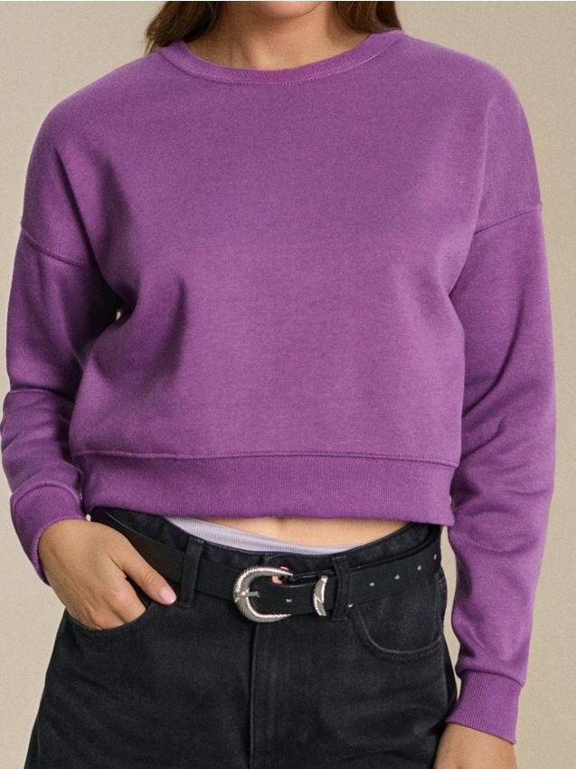 Sinsay - Hanorac cu guler rotund - violet-prună