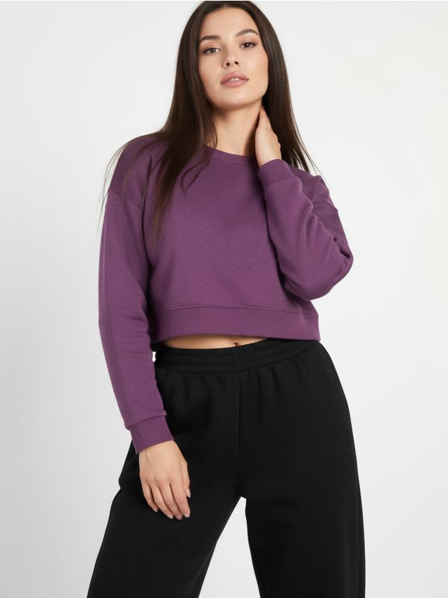 Sinsay - Gładka bluza crewneck - fioletowy