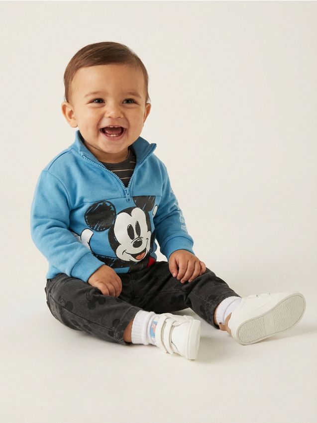 Sinsay - Bluză din bumbac cu imprimeu Mickey Mouse - albastru