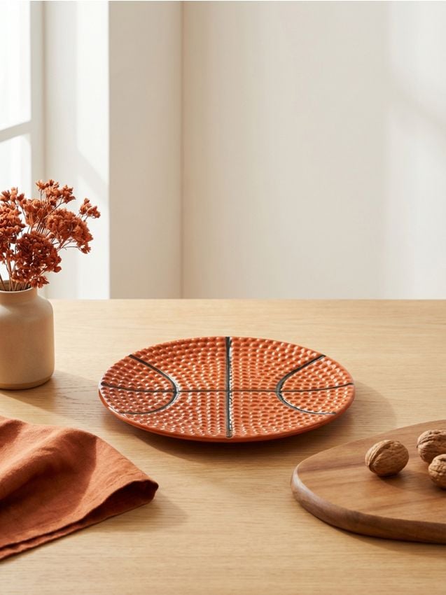 Sinsay - Farfurie cu motiv de minge de baschet - oranj-mandarină