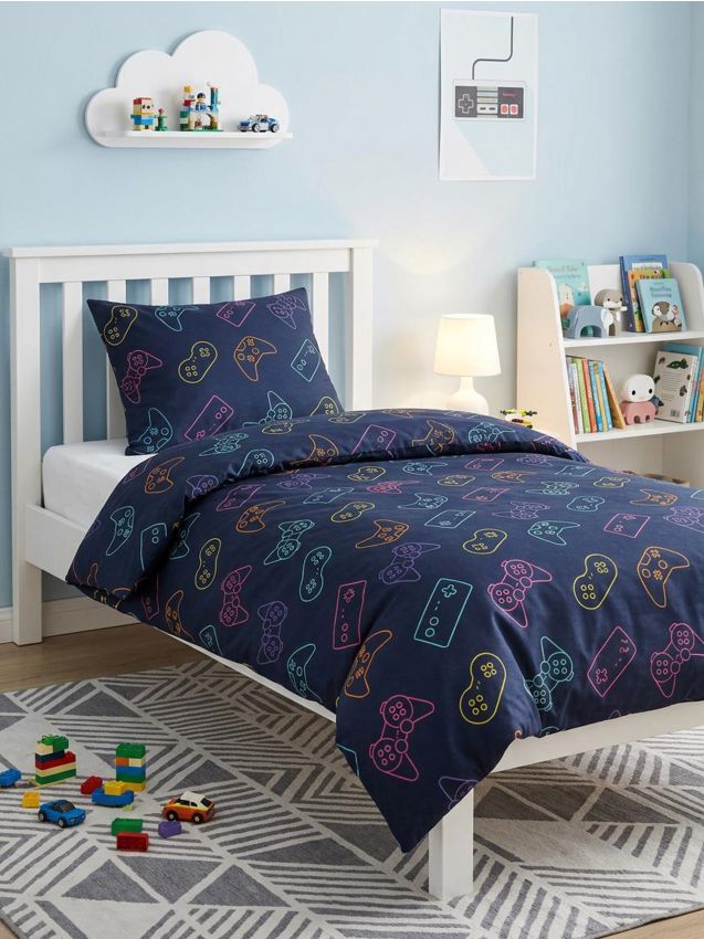 Sinsay - Set de lenjerie de pat cu motiv gaming - bleumarin