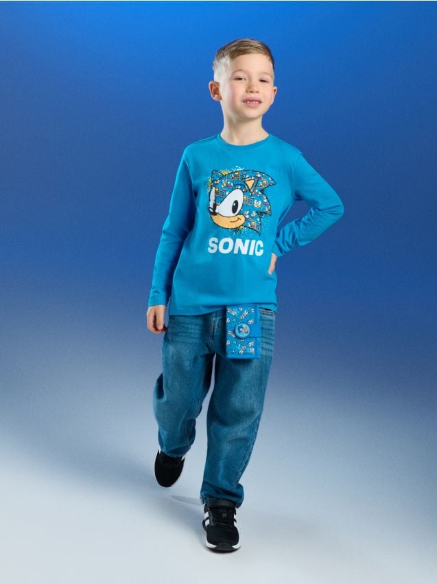 Sinsay - Tricou din bumbac cu imprimeu Sonic the Hedgehog - mid blue