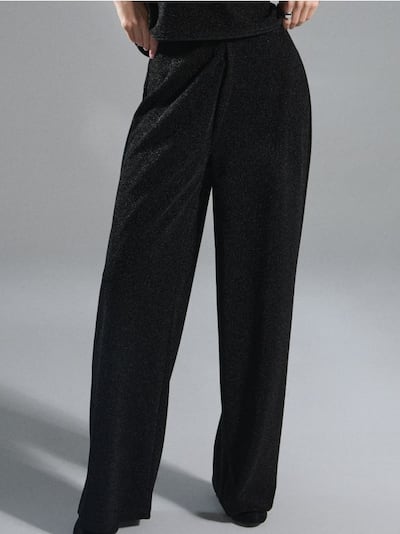 Панталони wide leg с метална нишка