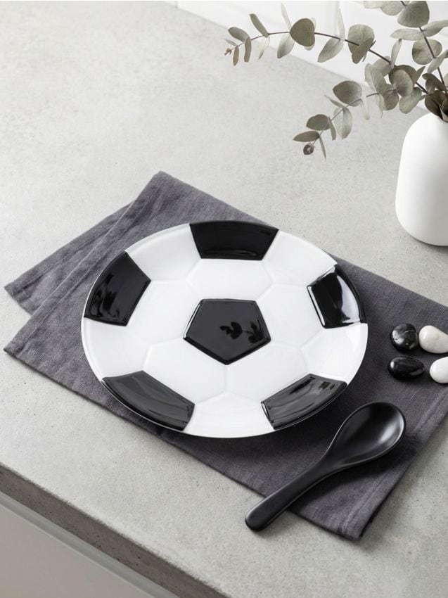 Sinsay - Farfurie cu motiv de minge de fotbal - alb