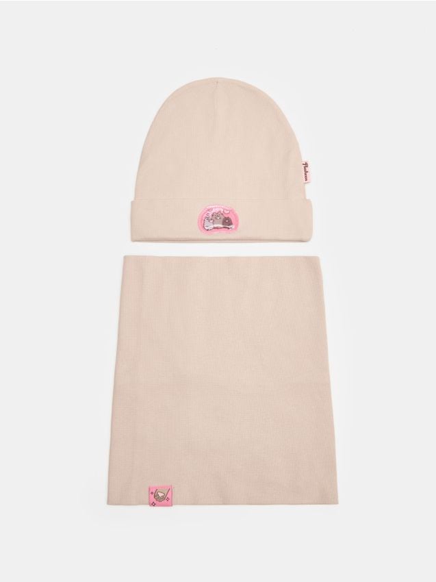Sinsay - Căciulă din bumbac și guler 2 pack Pusheen the Cat - bej
