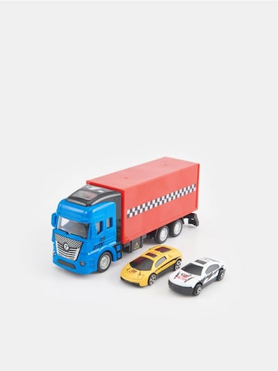 Zabawkowa ciężarówka z samochodzikami