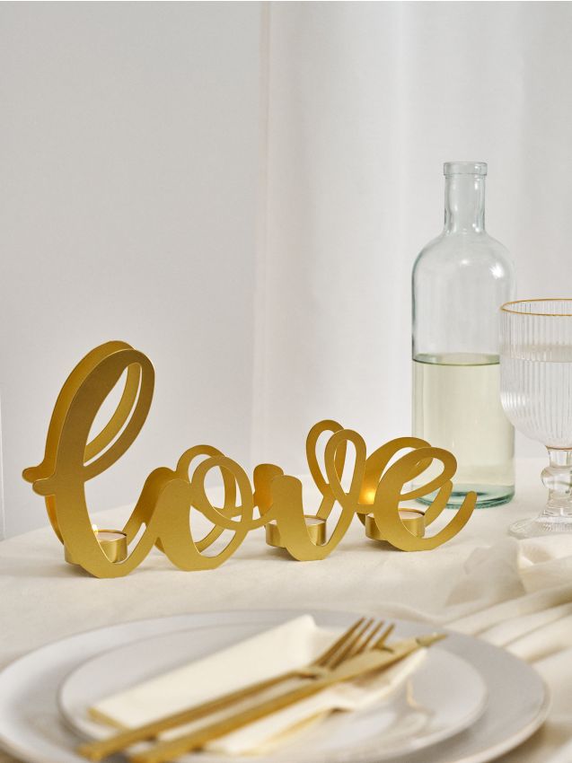 Sinsay - Suport decorativ pentru lumânări Love - auriu