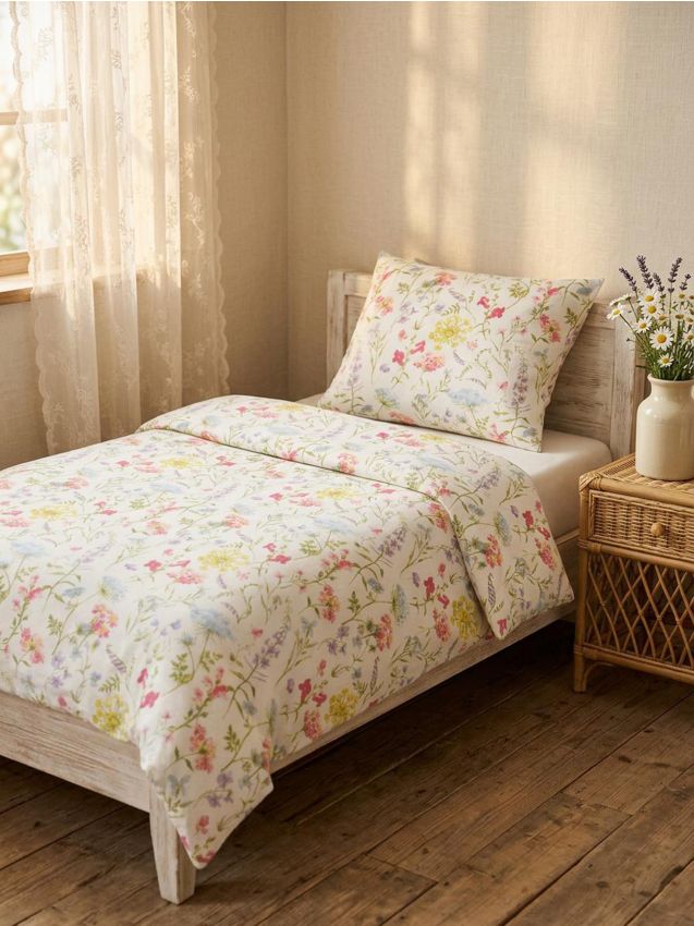 Set biancheria da letto con cotone con motivo floreale - multicolor