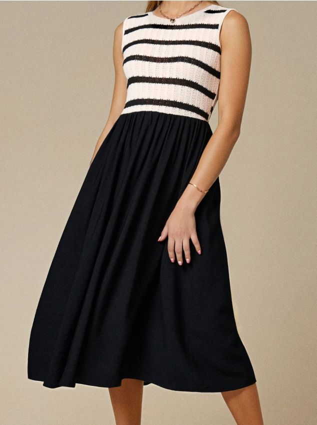 Sinsay - Sukienka z dzianinowym topem - czarny