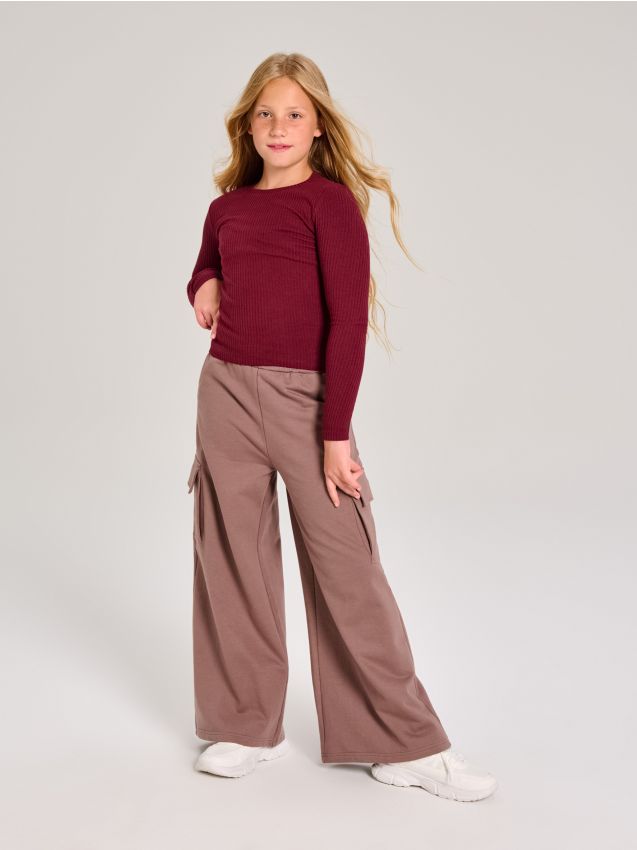 Sinsay - Pantaloni wide leg - maro