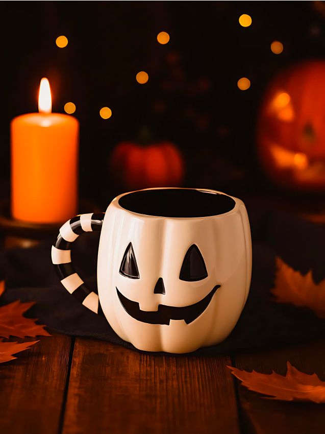 Sinsay - Cană cu motiv de Halloween - alb