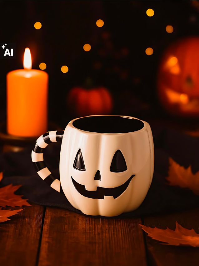 Sinsay - Cană cu motiv de Halloween - alb