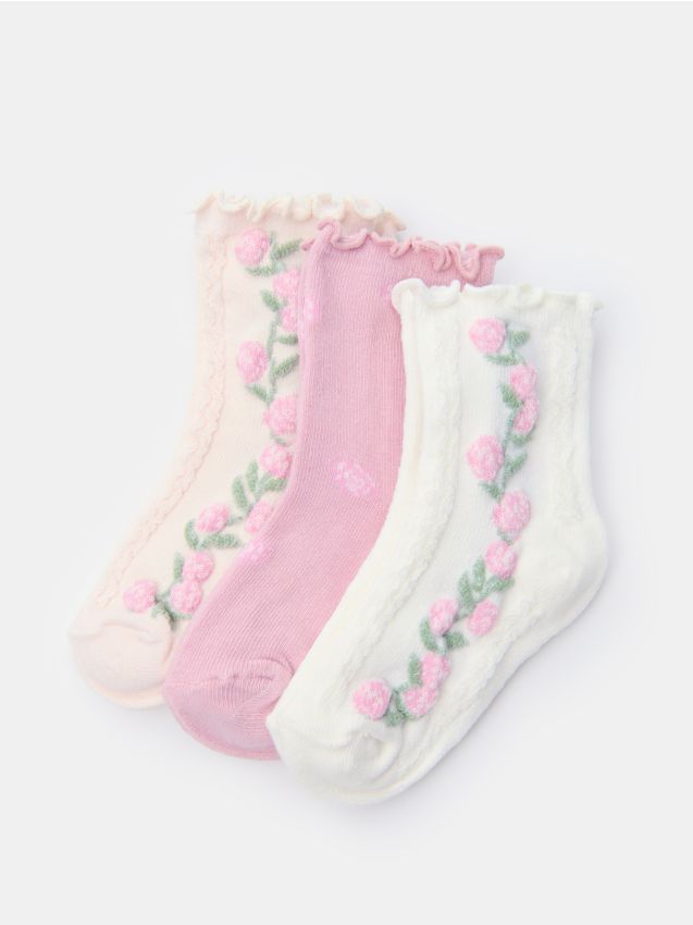 Sinsay - Șosete 3 bucăți - roz-pastel