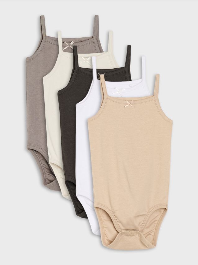 Sinsay - Body din bumbac cu bretele 5 pack - bej
