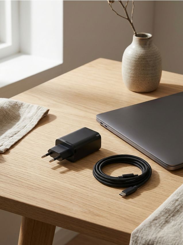 Sinsay - Încărcător de rețea cu porturi USB-A și USB-C - negru