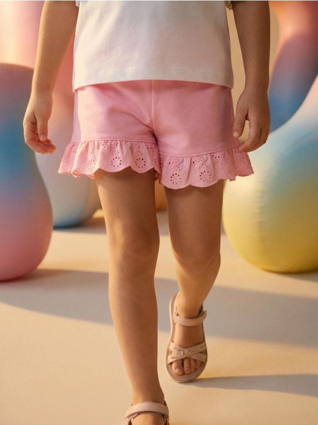 Sinsay - Șorturi din bumbac - roz-pastel