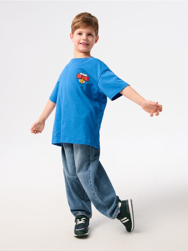 Sinsay - Tricou din bumbac cu imprimeu pe spate Brawl Stars - indigo