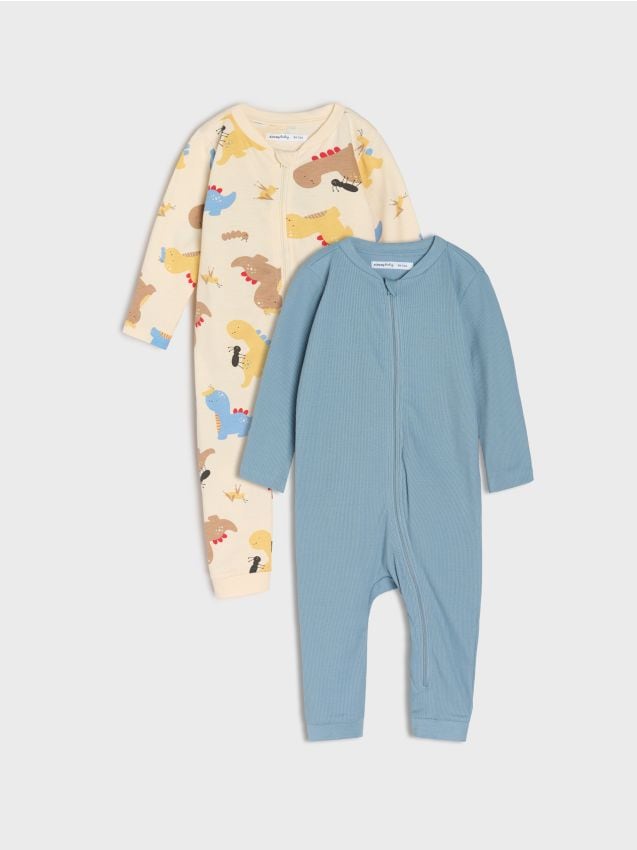 Sinsay - Set de 2 salopete din bumbac - Gri-albăstrui