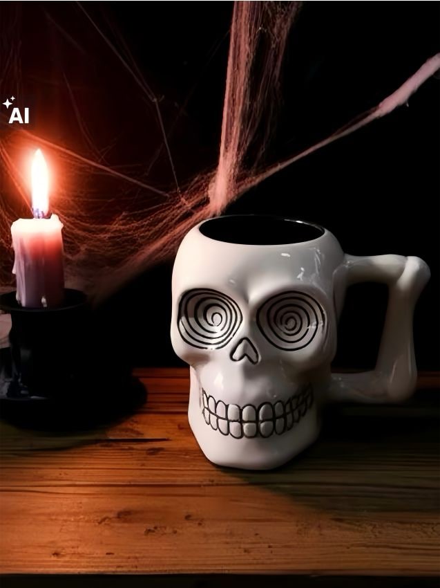 Sinsay - Cană cu motiv de Halloween - alb