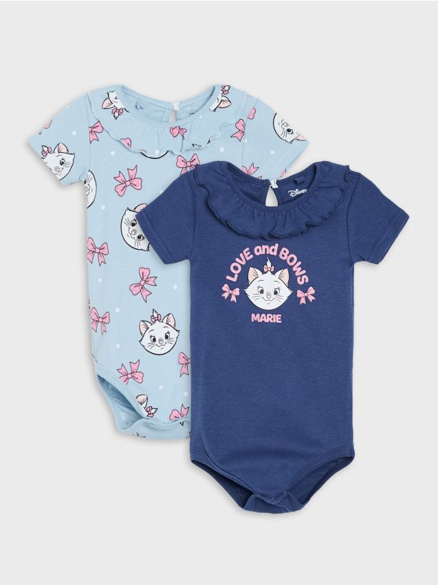 Sinsay - Body din bumbac cu imprimeu și guler decorativ 2 pack Marie - mid blue
