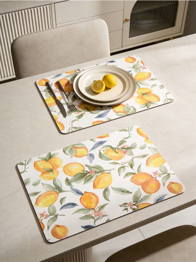 Sinsay - Set de suporturi de masă cu motiv de lămâi 2 pack - galben-deschis