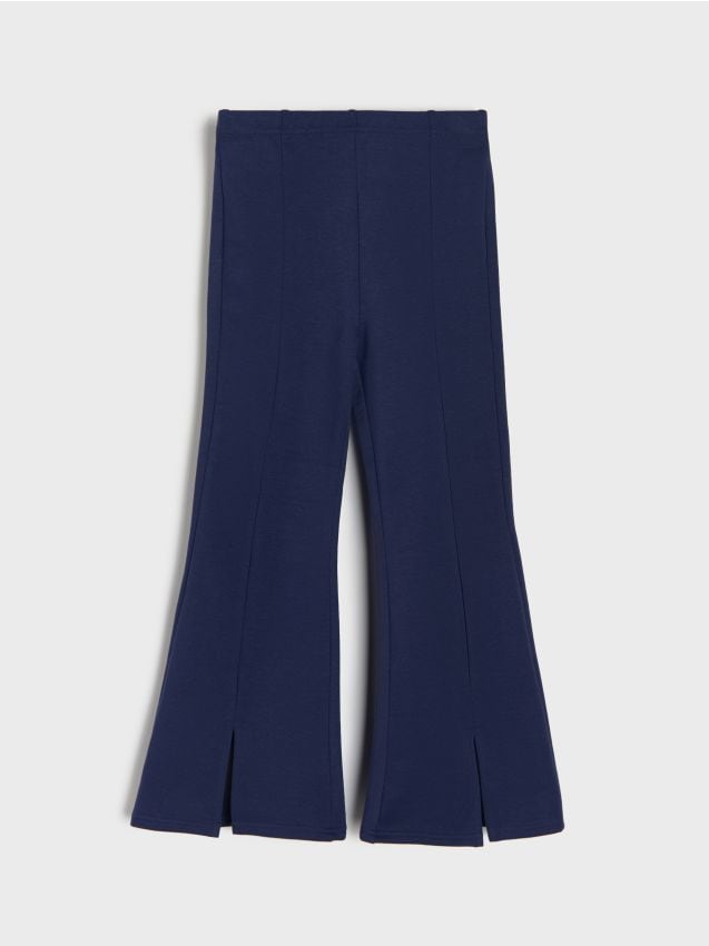 Sinsay - Spodnie flare z ozdobnymi rozcięciami - granatowy