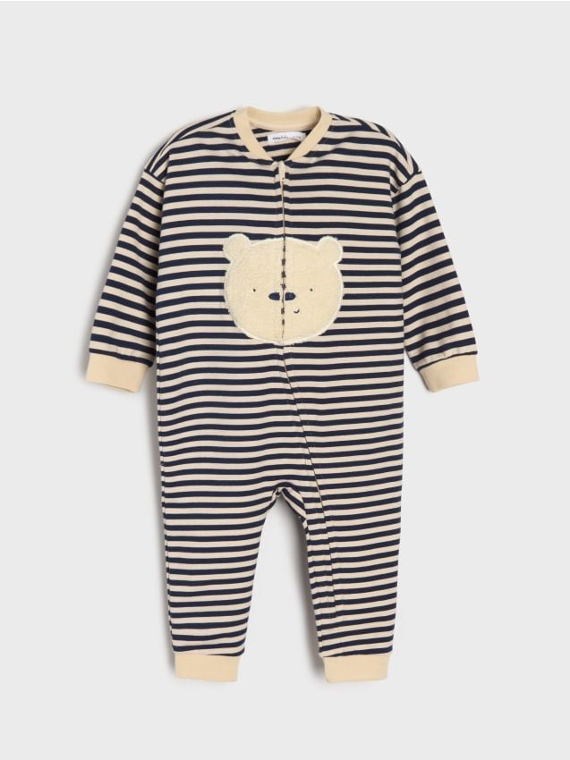 Sinsay - Salopetă din tricot mai gros cu aplicație ursuleț - crem