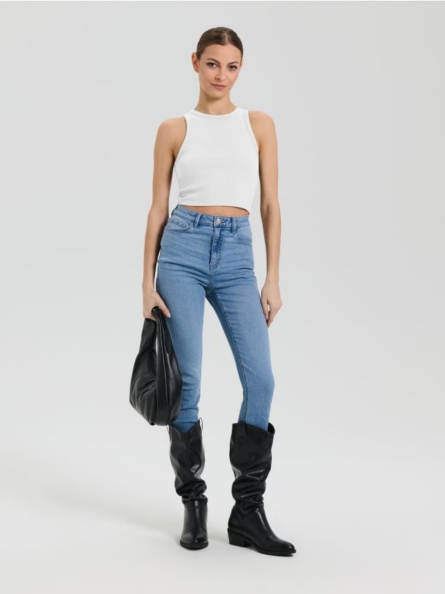 Sinsay - Top scurt - alb