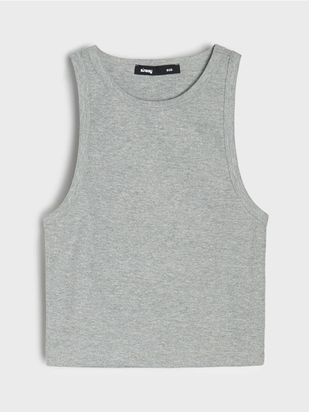 Sinsay - Crop top - svetlošedá