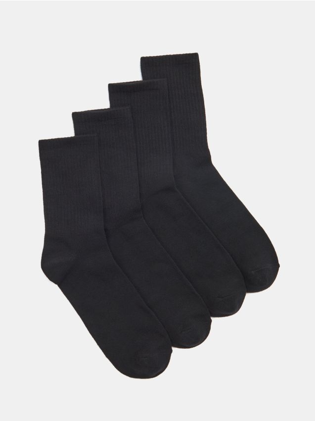 Sinsay - Prążkowane skarpetki 4 pack - czarny