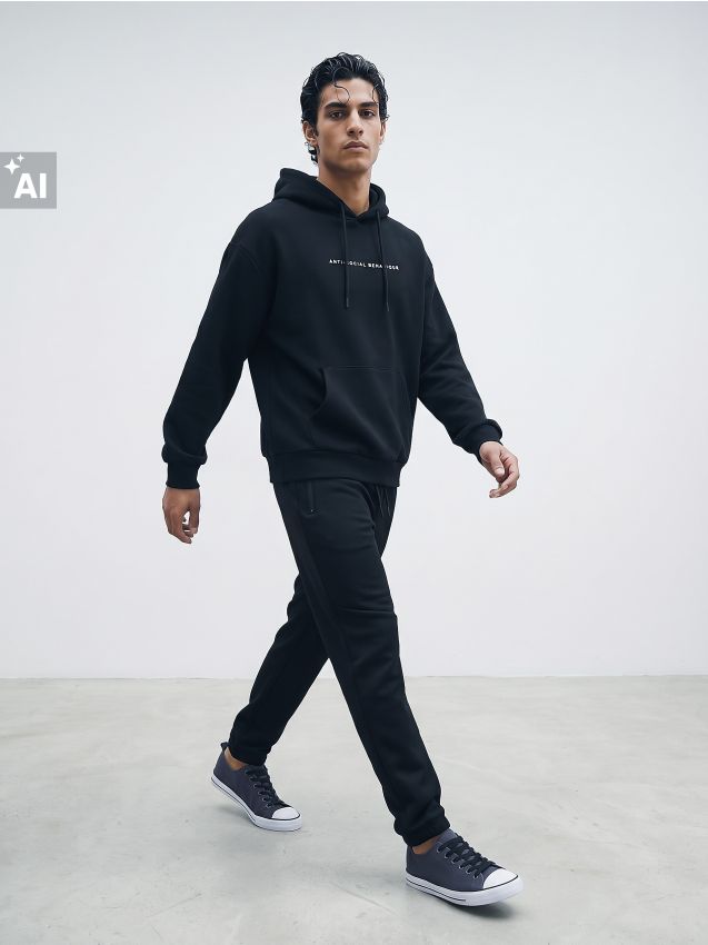 Sinsay - Pantaloni jogger din tricot cu căptușeală - negru