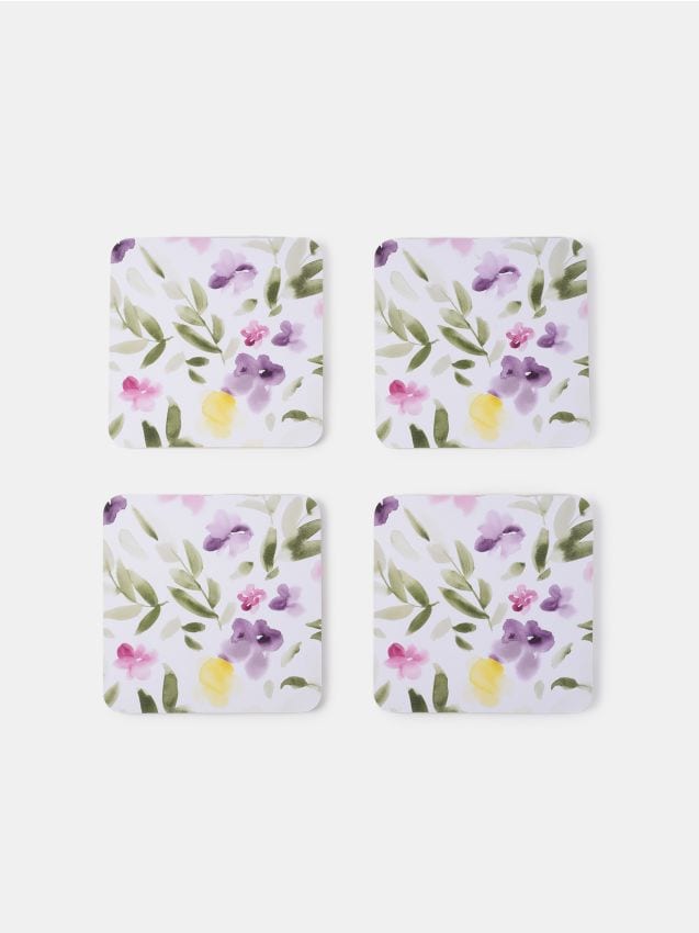 Sinsay - Suporturi pentru pahare cu motiv floral 4 pack - multicolor