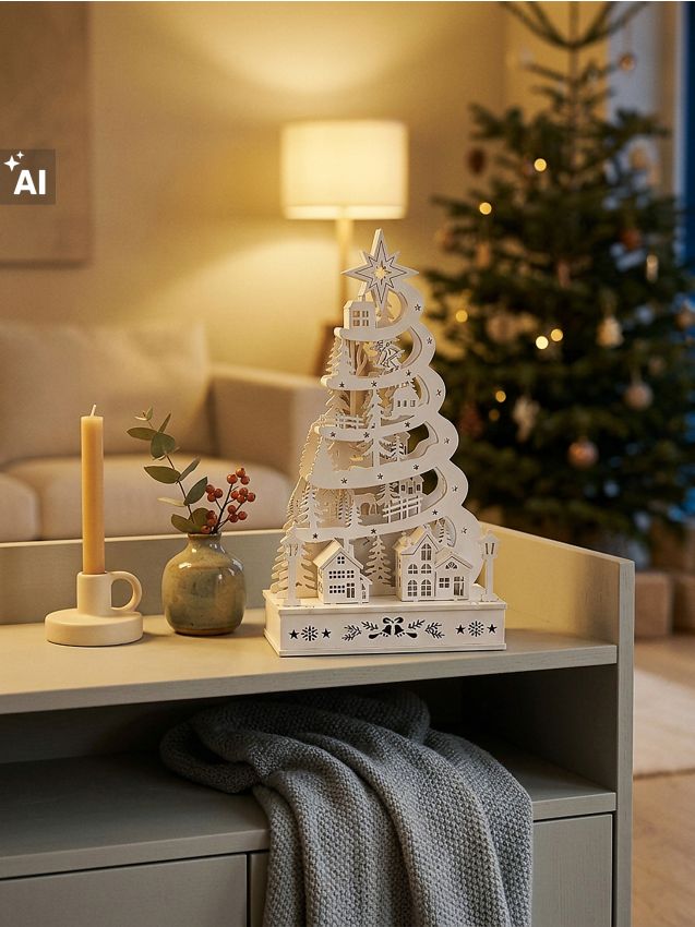 Sinsay - Decorațiune LED de Crăciun în formă de brad - alb