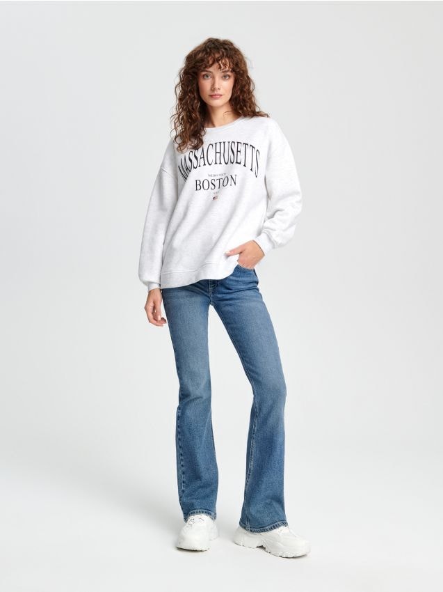 Sweatshirt with print Color light grey - SINSAY - 6375J-09M