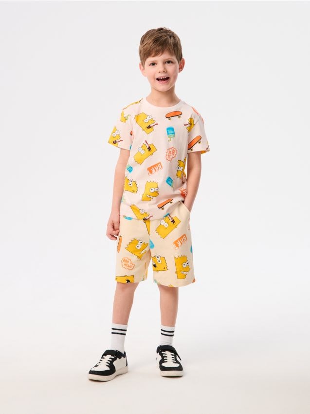 Sinsay - Tricou din bumbac cu imprimeu The Simpsons - crem