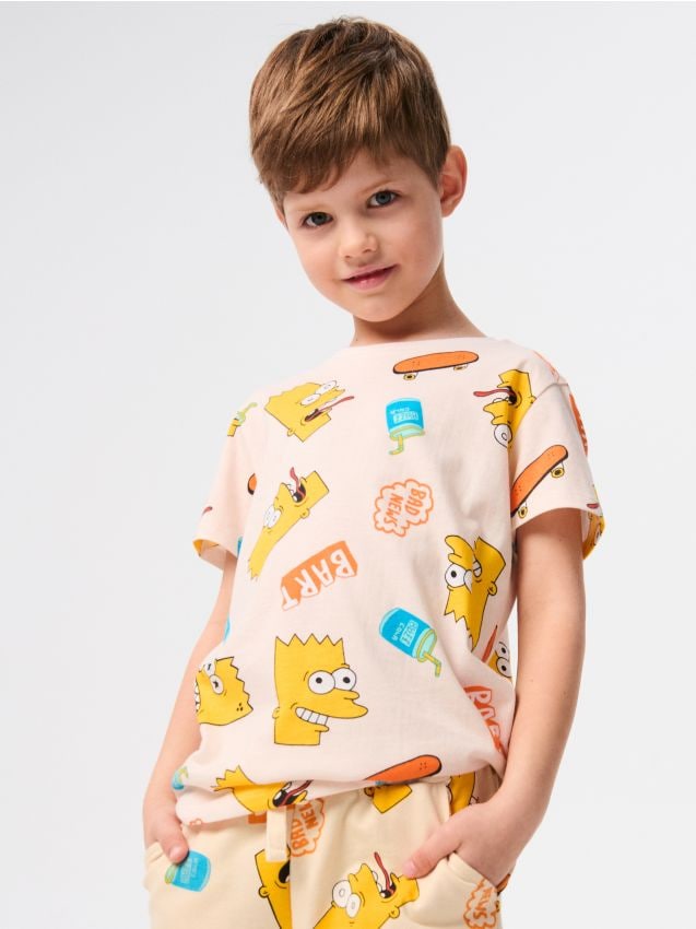 Sinsay - Tricou din bumbac cu imprimeu The Simpsons - crem