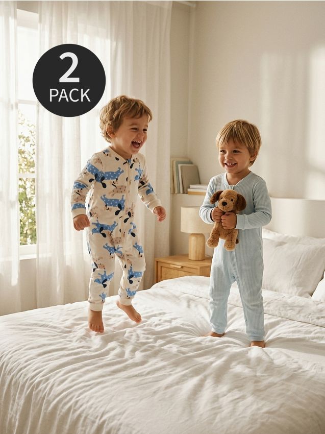 Sinsay - Set de 2 salopete din bumbac - crem