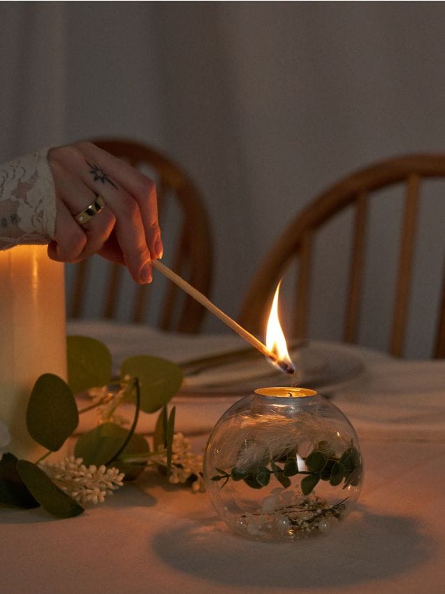 Sinsay - Suport din sticlă pentru lumânări cu flori uscate - multicolor