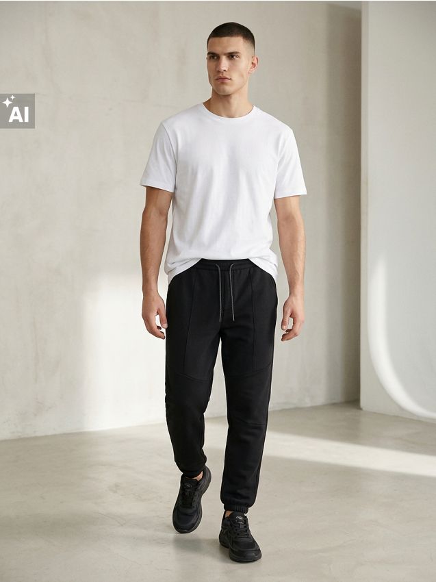 Sinsay - Pantaloni de trening jogger căptușiți - negru