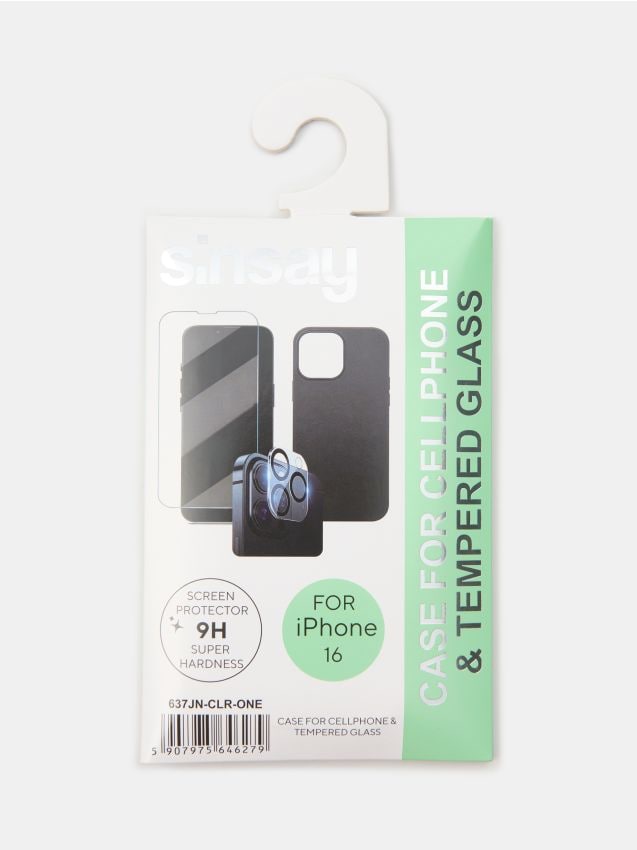 Sinsay - Husă de protecție pentru iPhone 16 cu sticlă securizată - clear