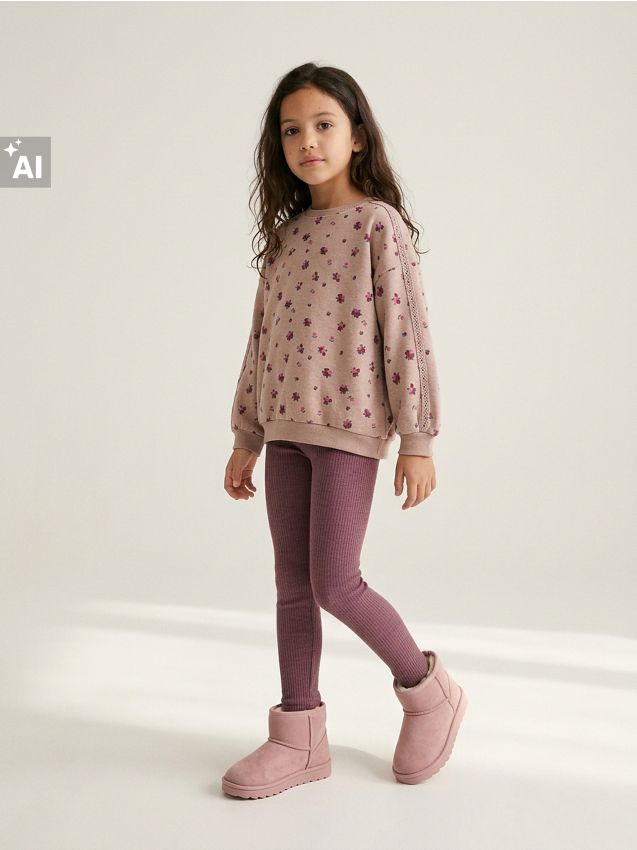 Sinsay - Set: bluză și colanți cu motiv floral - multicolor